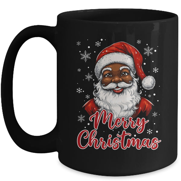 African American Santa Christmas Vintage Afro Black X Mas Mug 15oz Mug Black front 600x.jpg