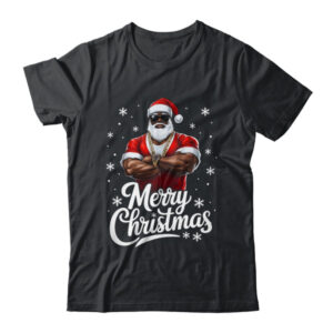 African American Santa Christmas Cool Afro Black Men Classic T Shirt Black 600x.jpg