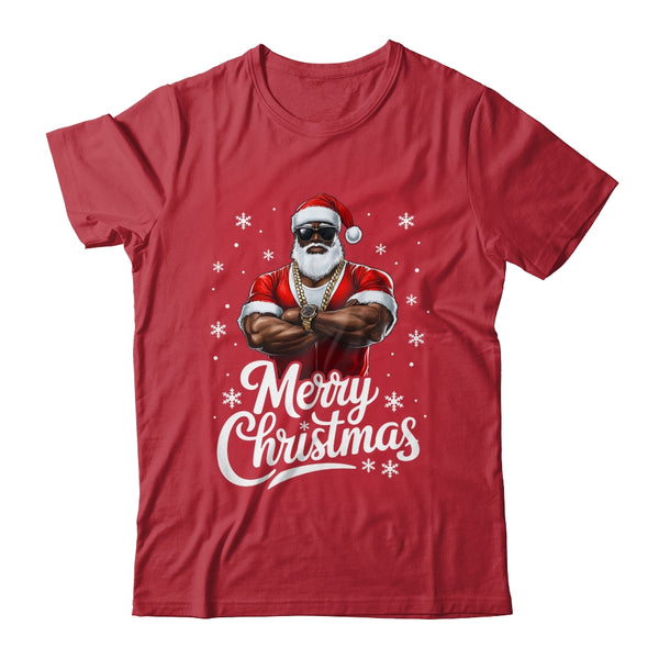 African American Santa Christmas Cool Afro Black Men Classic T Shirt Red 600x.jpg