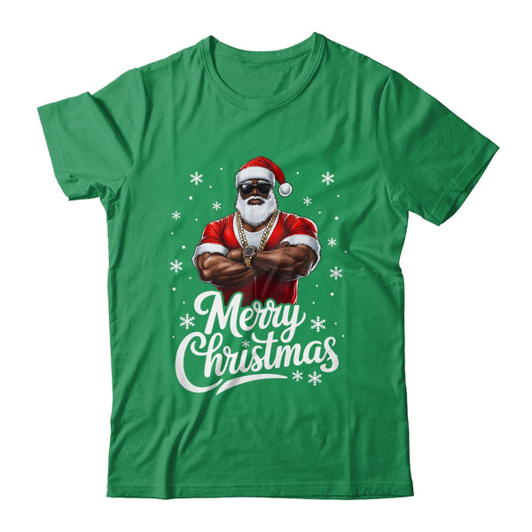 African American Santa Christmas Cool Afro Black Men Classic T Shirt Irish Green 600x.jpg