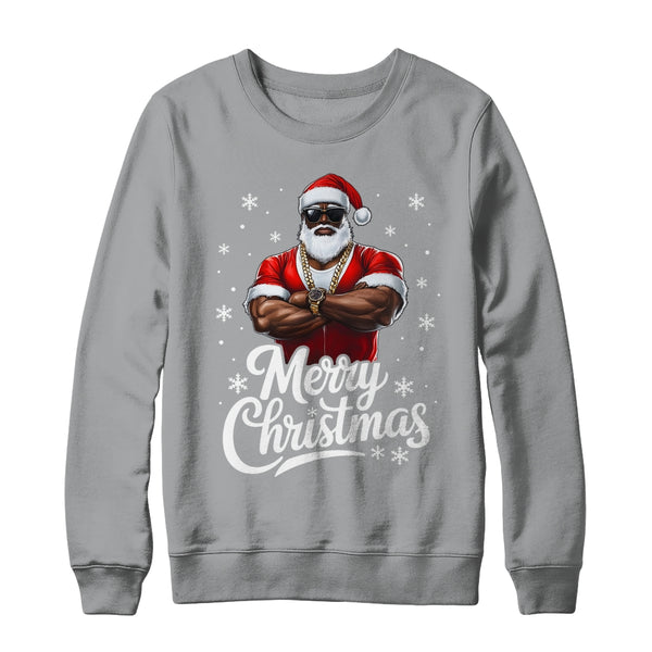 African American Santa Christmas Cool Afro Black Men Crewneck Sweatshirt Sport Grey 600x.jpg