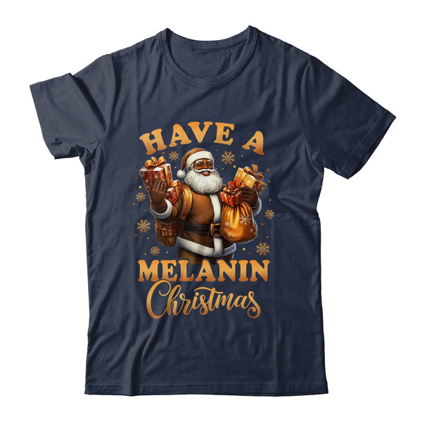 Have A Melanin Christmas African American Santa Afro Proud Classic T Shirt Navy 600x.jpg