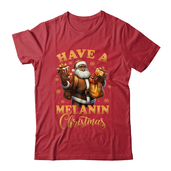 Have A Melanin Christmas African American Santa Afro Proud Classic T Shirt Red 600x.jpg