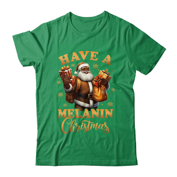 Have A Melanin Christmas African American Santa Afro Proud Classic T Shirt Irish Green 600x.jpg