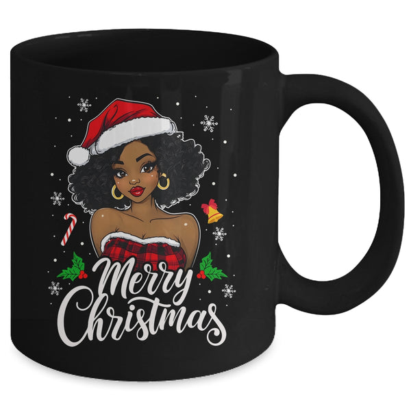 Merry Christmas Black Women African Girl Santa Hat Xmas Mug 11oz Mug Black back 600x.jpg