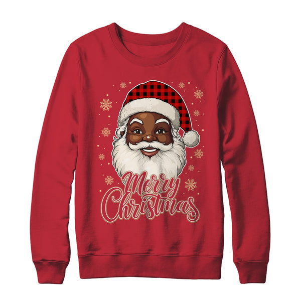 Black African American Christmas Santa Claus Afro Santa Men Crewneck Sweatshirt Red 600x.jpg