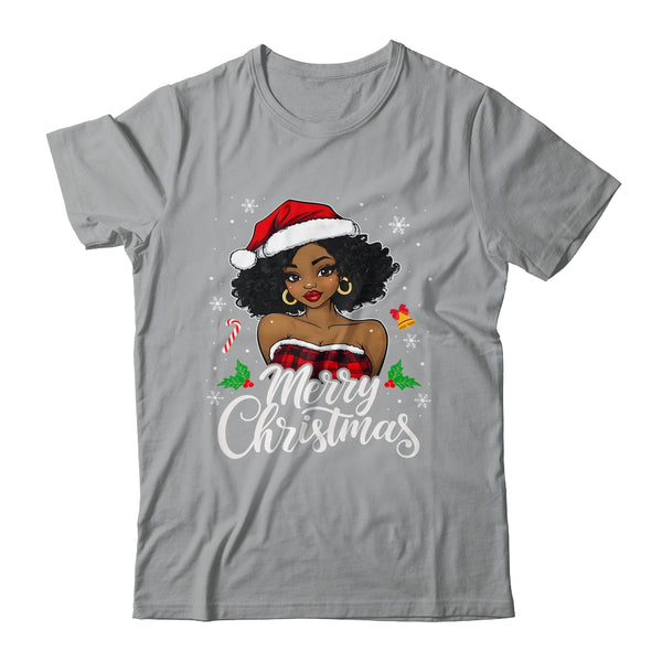 Merry Christmas Black Women African Girl Santa Hat Xmas Shirt Sweatshirt Classic T Shirt Sport Grey 600x.jpg