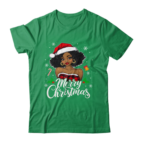Merry Christmas Black Women African Girl Santa Hat Xmas Shirt Sweatshirt Classic T Shirt Irish Green 600x.jpg