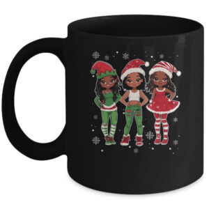 Merry Christmas Black Afro African Santa Hat ELF Melanin Mug 11oz Mug Black front 600x.jpg