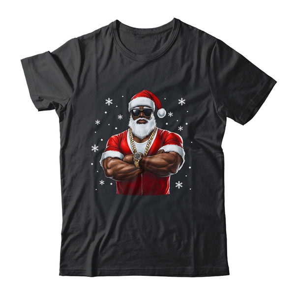 African American Santa Christmas Cool Afro Black X Mas Classic T Shirt Black 600x 1.jpg