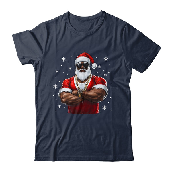 African American Santa Christmas Cool Afro Black X Mas Classic T Shirt Navy 600x 1.jpg
