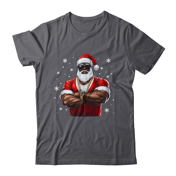 African American Santa Christmas Cool Afro Black X Mas Classic T Shirt Dark Heather 600x 1.jpg