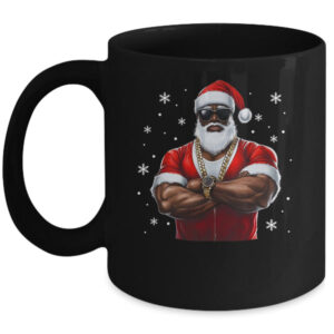 African American Santa Christmas Cool Afro Black X Mas Mug 11oz Mug Black front 600x.jpg