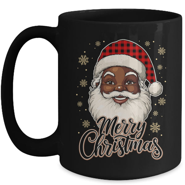 Black African American Christmas Santa Claus Afro Santa Men Mug 15oz Mug Black front 600x.jpg