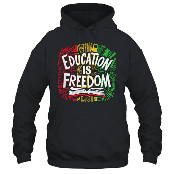 The Freedom Of Knowledge Black History Month Teacher Kids Shirt Hoodie Pullover Hoodie Black 600x 1.jpg