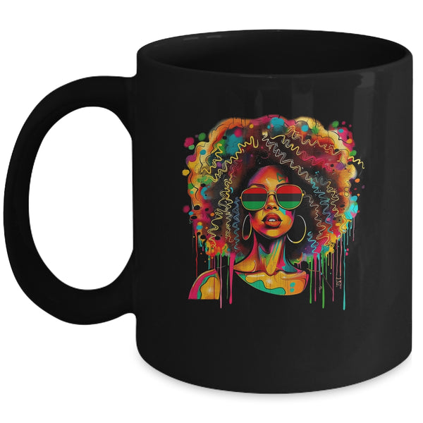 Black Queen Afro Women Girl Melanin Dripping Juneteenth Mug 11oz Mug Black front 600x.jpg