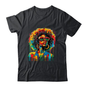 Juneteenth Black Womens Queen Afro African Melanin Dripping Classic T Shirt Black 600x.jpg