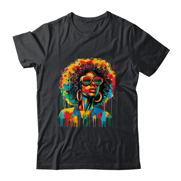 Juneteenth Black Womens Queen Afro African Melanin Dripping Classic T Shirt Black 600x.jpg