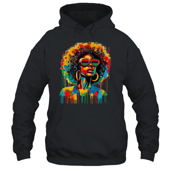 Juneteenth Black Womens Queen Afro African Melanin Dripping Pullover Hoodie Black 600x.jpg
