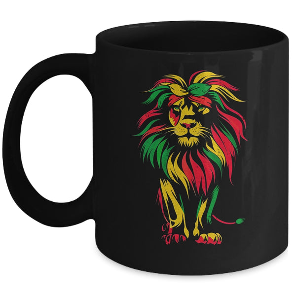Lion Juneteenth Cool Black History African American Flag Mug 11oz Mug Black front 600x.jpg