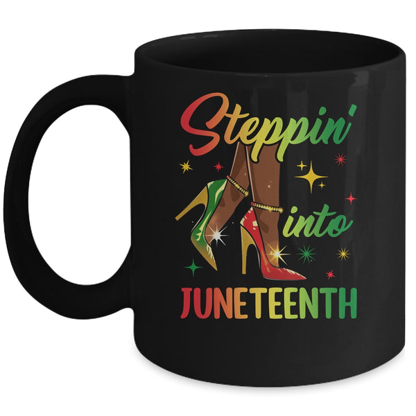 Afro Woman High Heels Black Girl Stepping Into Juneteenth Mug 11oz Mug Black front 600x.jpg