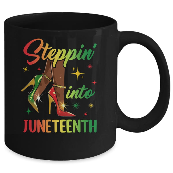 Afro Woman High Heels Black Girl Stepping Into Juneteenth Mug 11oz Mug Black back 600x.jpg