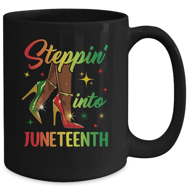 Afro Woman High Heels Black Girl Stepping Into Juneteenth Mug 15oz Mug Black back 600x.jpg