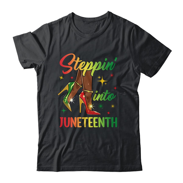 Afro Woman High Heels Black Girl Stepping Into Juneteenth Classic T Shirt Black 600x.jpg