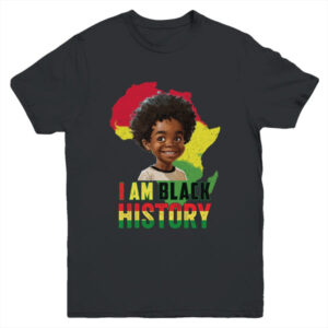 I Am Black History Afro Boy Little Melanin Prince Kids Youth Youth T Shirt Black 600x.jpg