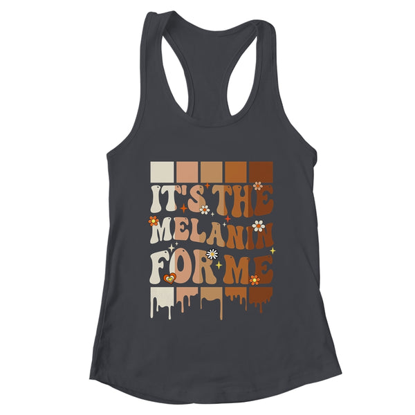 It s The Melanin For Me Black History Month History Groovy Women s Ideal Racerback Tank Black 600x.jpg