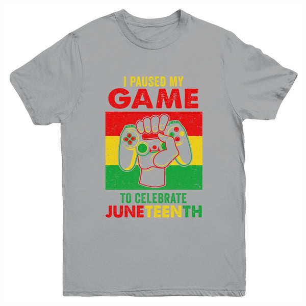 Funny I Paused My Game To Celebrate Juneteenth Black Gamers Youth Youth T Shirt Sport Grey 600x.jpg