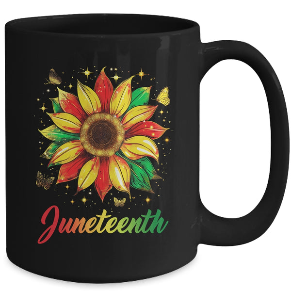 Juneteenth Sunflower Black African American Women Men Girls Mug 15oz Mug Black back 600x.jpg