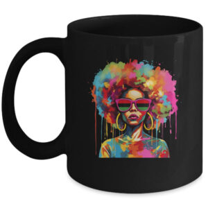 Colorful Art Black Queen Afro Melanin Dripping Juneteenth Mug 11oz Mug Black front 600x.jpg