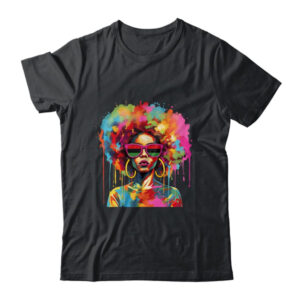 Colorful Art Black Queen Afro Melanin Dripping Juneteenth Classic T Shirt Black 600x.jpg