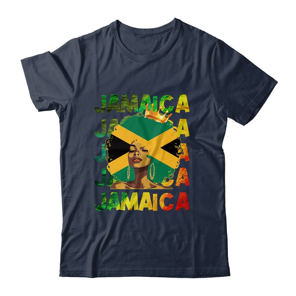 Jamaican Black Girls Jamaica Flag Afro Black Hair Women Classic T Shirt Navy 600x.jpg