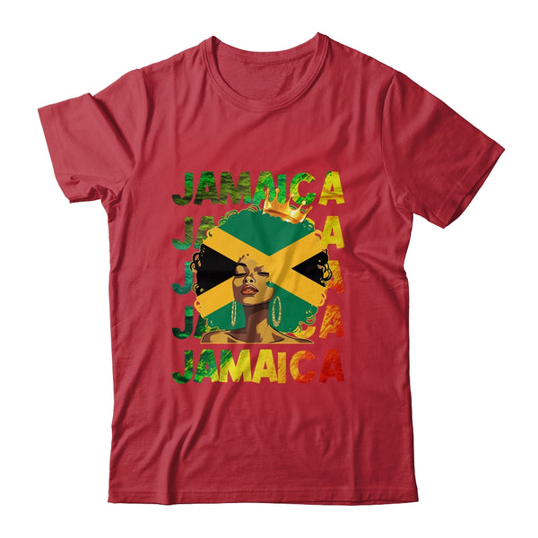 Jamaican Black Girls Jamaica Flag Afro Black Hair Women Classic T Shirt Red 600x.jpg
