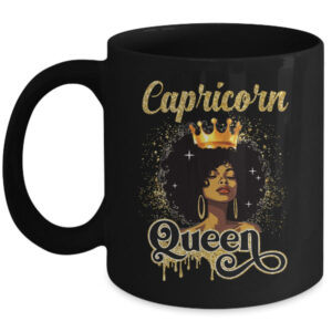 Capricorn Queen Birthday Afro Girls Black Zodiac Birthday Mug 11oz Mug Black front 600x.jpg