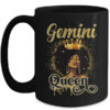 Gemini Queen Birthday Afro Girls Black Zodiac Birthday Mug 15oz Mug Black front 600x.jpg