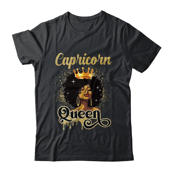Capricorn Queen Birthday Afro Girls Black Zodiac Birthday Classic T Shirt Black 600x.jpg