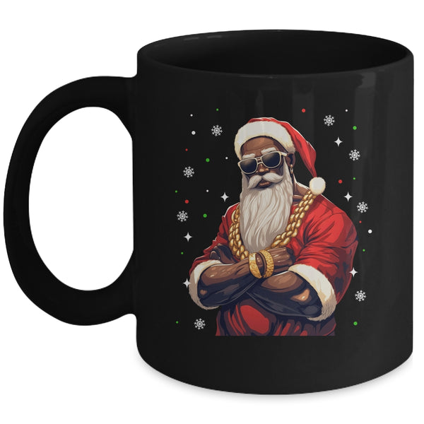 African American Santa Claus Family Christmas Black Mug 11oz Mug Black front 600x.jpg