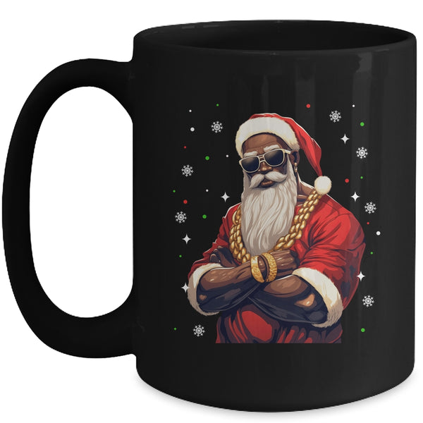 African American Santa Claus Family Christmas Black Mug 15oz Mug Black front 600x.jpg