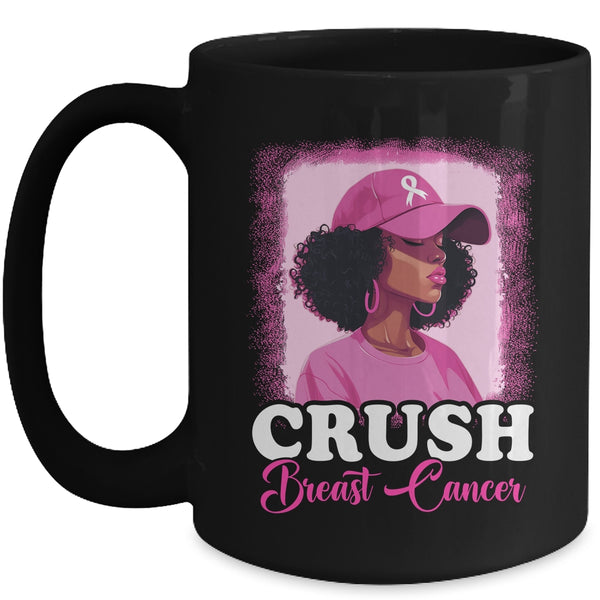 Crush Breast Cancer Awareness Black Women Pink Ribbon Mug 15oz Mug Black front 600x.jpg