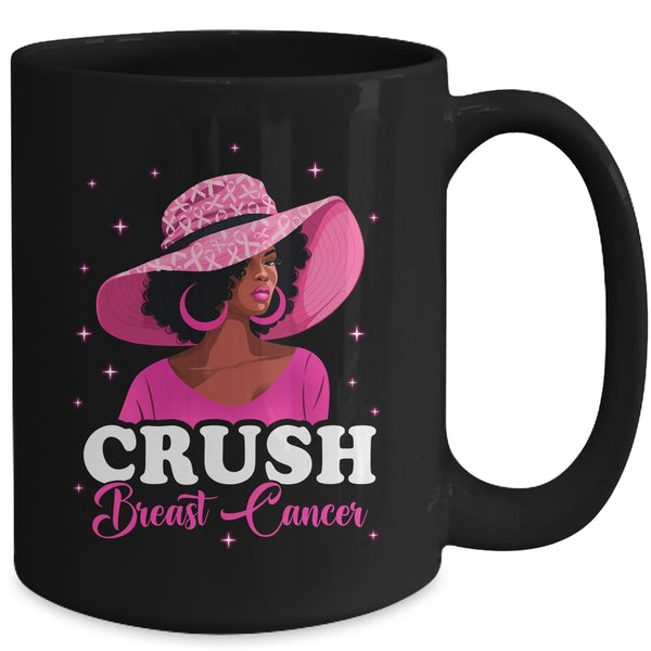 Crush Breast Cancer Awareness Black Afro Woman Pink Ribbon Mug 15oz Mug Black back 600x.jpg