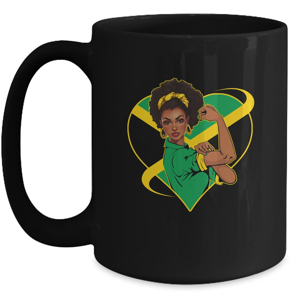 Jamaican Black Woman Melanin Jamaica Afro Girl Pride Flag Mug 15oz Mug Black front 600x 1.jpg