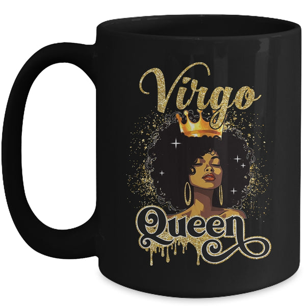 Virgo Queen Birthday Afro Girls Black Zodiac Birthday Mug 15oz Mug Black front 600x.jpg