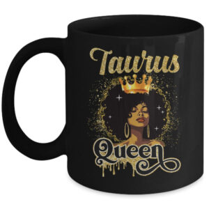 Taurus Queen Birthday Afro Girls Black Zodiac Birthday Mug 11oz Mug Black front 600x.jpg