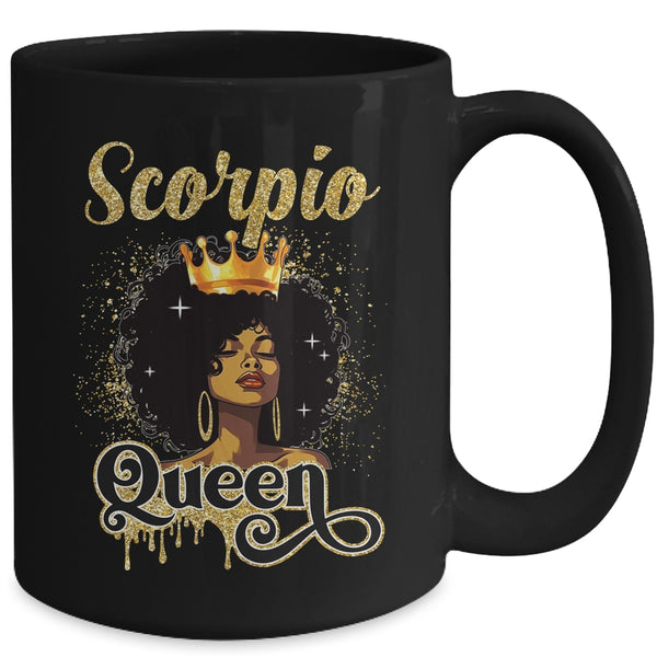 Scorpio Queen Birthday Afro Girls Black Zodiac Birthday Mug 15oz Mug Black back 600x.jpg