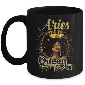 Aries Queen Birthday Afro Girls Black Zodiac Birthday Mug 11oz Mug Black front 600x.jpg
