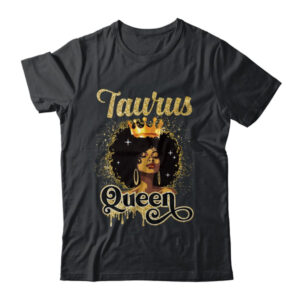 Taurus Queen Birthday Afro Girls Black Zodiac Birthday Classic T Shirt Black 600x.jpg