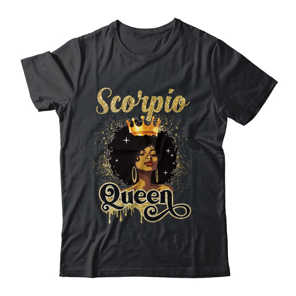 Scorpio Queen Birthday Afro Girls Black Zodiac Birthday Classic T Shirt Black 600x.jpg